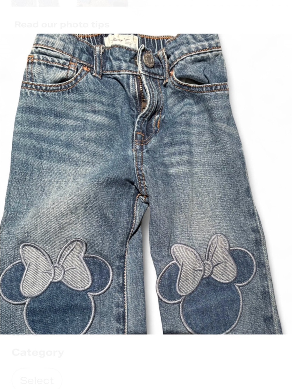 GAP Kids Light Wash Denim Jeans with Bow Knee Patches - Blue